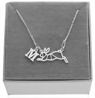 Naszyjniki - Srebrny naszyjnik królik króliczek origami LITERKA PUDEŁKO SREBRO 925 - miniaturka - grafika 1