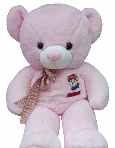 Duży Miś Pluszowy Różowy Miękki Z Kokardą Oraz Naszywką Misia 75 Cm