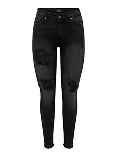 ONLY Dżinsy damskie skinny fit ONLBlush Mid Raw Ankle Dest, Washed Black, (L) W / 34L - Spodnie damskie - miniaturka - grafika 1
