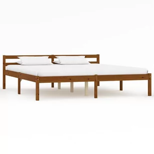 vidaXL Rama łóżka, miodowy brąz, lite drewno sosnowe, 160 x 200 cm - Łóżka - miniaturka - grafika 1