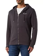 Bluzy męskie - Pepe Jeans Bluza męska Edward Zip, Czarny (sprany w czarny), XL - miniaturka - grafika 1