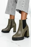 Botki damskie - Zielone botki skórzane na słupku PRODUKT POLSKI Casu 2308-38 - miniaturka - grafika 1
