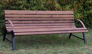 Ławki ogrodowe - Drewniana ławka tarasowa ELIOR Wagris, brązowo-czarna, 76x82x120 cm - miniaturka - grafika 1