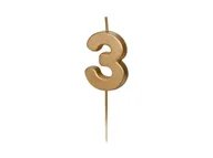 Urodziny dla dorosłych - Świeczka urodzinowa 3 złota 4,5cm - PartyDeco - miniaturka - grafika 1