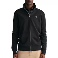 Bluzy męskie - GANT Męska bluza REG Shield Full Zip Sweat, czarna, standardowa, czarny - miniaturka - grafika 1