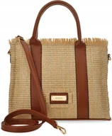 Torebki damskie - Femestage pleciona torba damska słomkowa torebka koszyk kuferek shopper - miniaturka - grafika 1