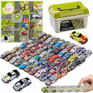 Samochody i pojazdy dla dzieci - Zestaw Resoraki Autka Metalowe Samochodziki Kuferek Samochody Sportowe Mapa - miniaturka - grafika 1