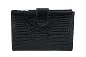Portfele - Portfel skórzany damski lakierowany na zatrzask - Czarny - miniaturka - grafika 1