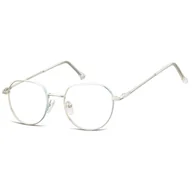 Okulary korekcyjne, oprawki, szkła - Oprawki korekcyjne panto okulary zerówki 904 srebrny/błękit - miniaturka - grafika 1