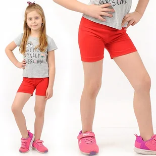 Krótkie spodenki Legginsy 1/2 Kolarki Dziecięce Getry Szorty Czerwone 98 - Spodenki damskie - miniaturka - grafika 1