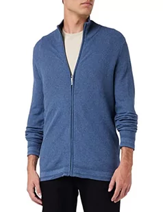 TOM TAILOR Męskie Podstawowy kardigan z dzianiny o strukturze 1032285, 30278 - China Blue Melange, S - Swetry męskie - miniaturka - grafika 1