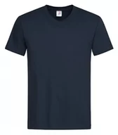 Koszulki męskie - Granatowy Bawełniany T-Shirt w Serek, Męski Bez Nadruku -STEDMAN- Koszulka, Krótki Rękaw, V-neck - Stedman - miniaturka - grafika 1