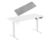 Biurka gamingowe - Silver Monkey Biurko elektryczne ED-140 white DESK MAT XL Jasnoszara - miniaturka - grafika 1