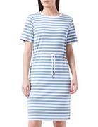 Sukienki - Vila Women's VITINNY Waist Detail S/S Dress/L SU minisukienka mini, English Manor/Stripes: White, XS - miniaturka - grafika 1