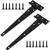 Zawiasy, okucia i inne akcesoria - Zestaw zawiasów T o dużej wytrzymałości ze śrubami montażowymi, 200 mm, ocynkowany, odpowiedni do drzwi stodołowych, drzwi drewnianych i okien - miniaturka - grafika 1