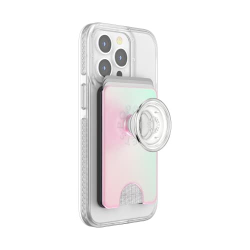PopSocket: PopWallet na telefon z rozszerzanym uchwytem, uchwyt na kartę telefonu, kompatybilny z bezprzewodowym ładowaniem, portfel kompatybilny z MagSafe - różowy syrenka