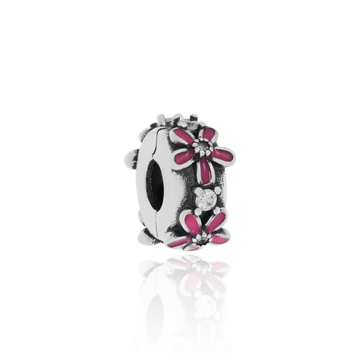 Srebrna zawieszka do bransoletki charms kwiatki klips pr. 925