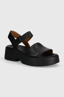 Sandały damskie - Camper sandały skórzane Tasha damskie kolor czarny na platformie K201659-001 - grafika 1
