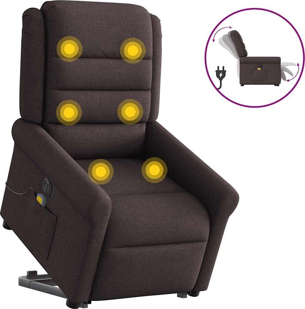 vidaXL Podnoszony fotel masujący, elektryczny, rozkładany, ciemny brąz