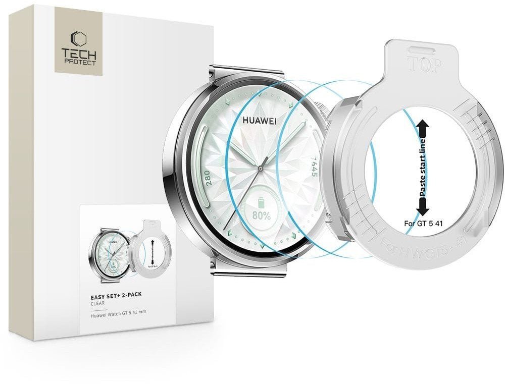 SZKŁO HARTOWANE TECH-PROTECT EASY SET+ 2-PACK HUAWEI WATCH GT 5 41 MM CLEAR