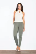 Kombinezony - Dwukolorowy KOMBINEZON z dekoltem HALTER BEZ RĘKAWÓW zielony XL - miniaturka - grafika 1