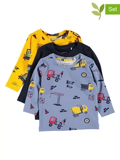 Kaftaniki dla niemowląt - Name it Koszulki (3 szt.) "Dino" w kolorze granatowo-żółto-niebieskim - grafika 1