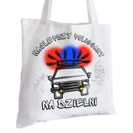 Torby i wózki na zakupy - Torba Bawełniana biała dla Policjanta Na Prezent ekologiczna Trwały Nadruk - miniaturka - grafika 1