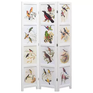 Parawan 3-panelowy, biały, 105 x 165 cm, ptaki - Parawany - miniaturka - grafika 1