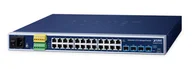 Switche - PLANET IP30 19 Rack Mountable Industrial L2/L4 24-Port 10/100/1000T + 4-Port 10G SFP+ Managed Switch Zarządzany L2/L4 Gigabit Ethernet (10/100/1000) 1U Niebieski - miniaturka - grafika 1