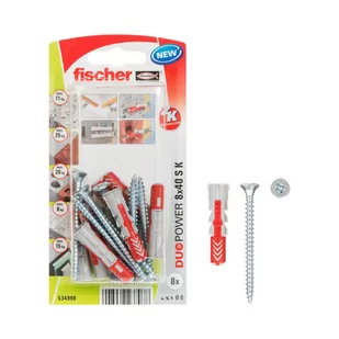 Fischer Kołek uniwersalny Duopower 8 x 40 z wkrętem 8 szt. 534998 - Kołki - miniaturka - grafika 3