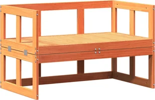 vidaXL Rozkładana sofa ogrodowa 2 w 1 w kolorze brązowym z litego drewna sosnowego - Sofy ogrodowe - miniaturka - grafika 1