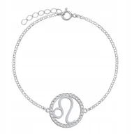 Bransoletki - Srebrna Bransoletka Znak Zodiaku LEW DEDYKACJA - miniaturka - grafika 1