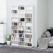 Pudełka i akcesoria na płyty CD - vidaXL Szafka na płyty CD, biała, 102x16x177,5 cm, płyta wiórowa vidaXL - miniaturka - grafika 1