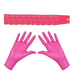 Rękawiczki nitrylowe XS różowe Mercator Nitrylex Magenta 100sztuk karton 10op - Rękawiczki jednorazowe - miniaturka - grafika 1