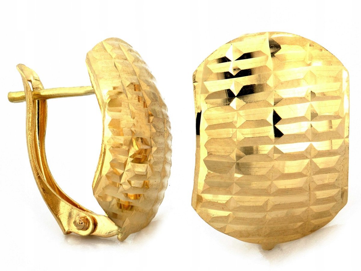 Kolczyki złote blaszki 585 14k dla kobiety diamentowane 2.40g na prezent