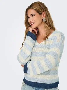ONLY Sweter w kolorze kremowo-błękitnym - Swetry damskie - miniaturka - grafika 1