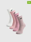 Skarpetki damskie - 4F Skarpety (4 pary) w kolorze białym, jasnoróżowym i jasnobrązowym - miniaturka - grafika 1