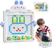 Zabawki interaktywne dla dzieci - Tablica magnetyczna Mozaika Montessori Układanka Koraliki Krążki DUŻA KRÓLIK - miniaturka - grafika 1