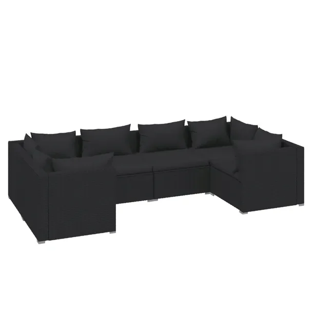 Modułowy zestaw wypoczynkowy ogrodowy z rattanu PE, czarny, 70 x 70 x 60,5