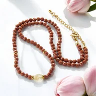 Naszyjniki - Naszyjnik z kamieni naturalnych - cytryn piasek pustyni - miniaturka - grafika 1