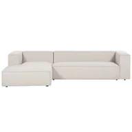 Narożniki - BELIANI Narożnik prawostronny 3-osobowy bezowy tapicerowany sofa narożna minmalistyczny styl - miniaturka - grafika 1