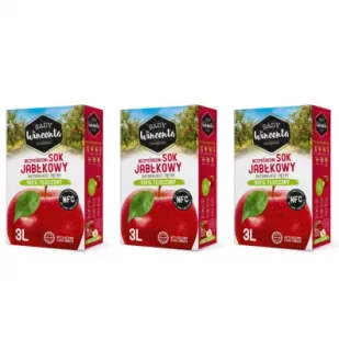 Sady Wincenta Sok 100% jabłkowy naturalnie mętny tłoczony NFC zestaw 3 x 3 L - Soki i napoje niegazowane - miniaturka - grafika 1