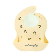 Śliniaki i fartuszki - Śliniak Silikonowy Z Miseczką Limonka - miniaturka - grafika 1