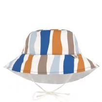 Czapki dla dzieci - Lassig Dwustronny kapelusz przeciwsłoneczny UV80 Splash & Fun Fale blue/nature, rozm. 50/51 - grafika 1
