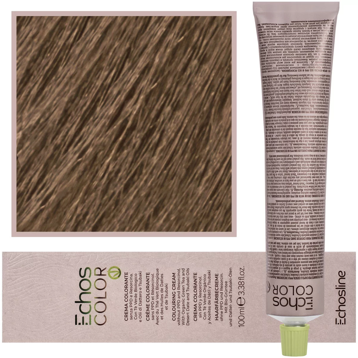 Echosline, Estyling Echos Color, kremowa, trwała farba do włosów z woskiem pszczelim 100ml 8,0 Jasny Blond