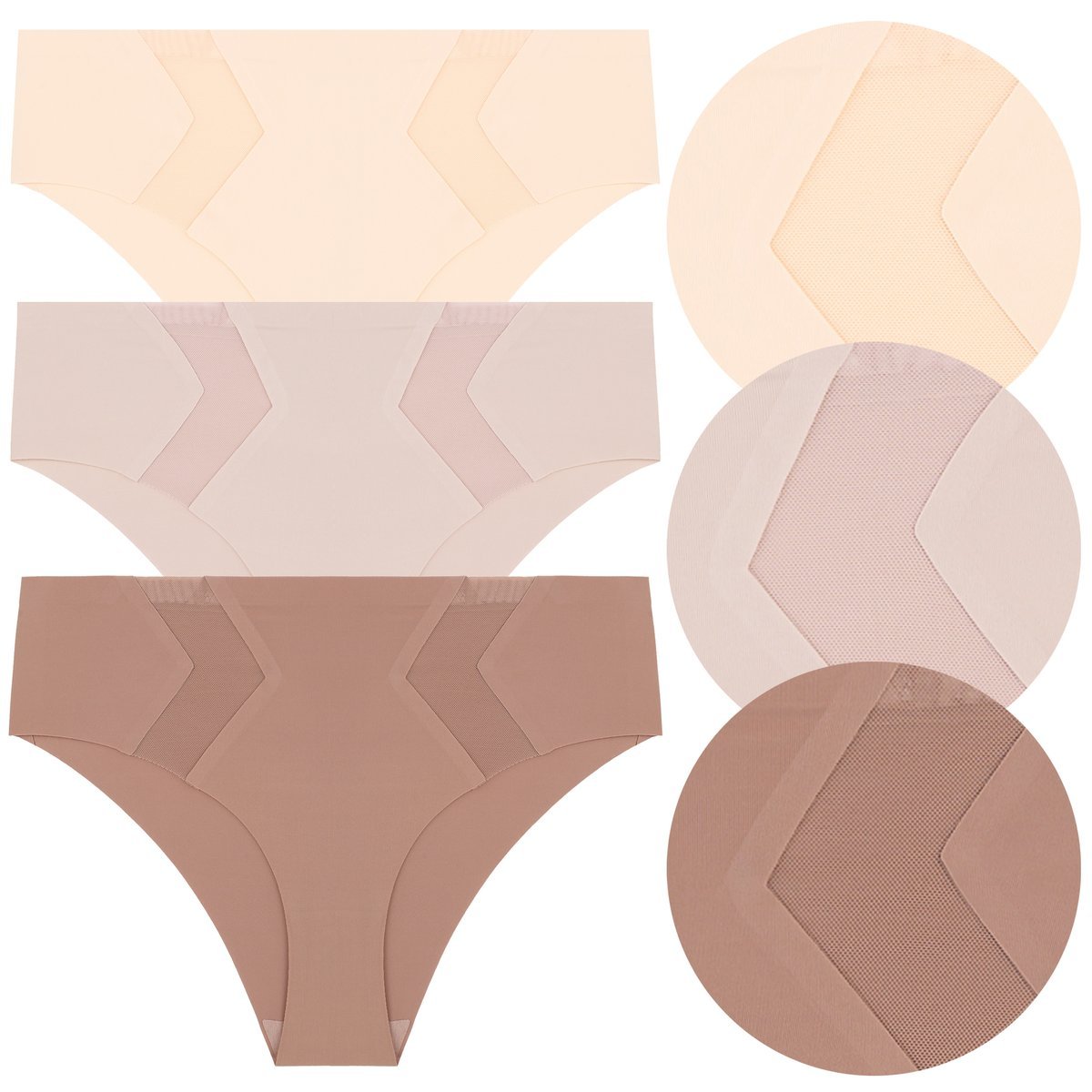 MAJTKI DAMSKIE Bezszwowe FIGI Bikini z siateczką Kobiece MORAJ 3-Pak r. XL