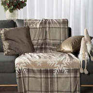 Koce - Koc świąteczny HOLLY 150 x 200 cm beżowy - miniaturka - grafika 1