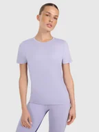 Koszulki sportowe damskie - 4F Koszulka treningowa regular szybkoschnąca damska - niebieska M - miniaturka - grafika 1