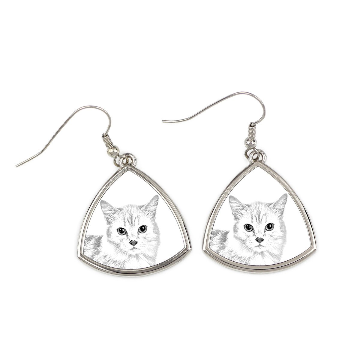 Kot Munchkin - kolczyki z kotem, wiszące kolczyki ze zdjęciem, personalizowana biżuteria z nadrukiem marki Art-Dog