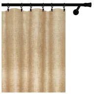 Zasłony - Voppi Zasłona beżowa z taśmą marszczącą 140 x 230 cm zasłona gotowa z lnianym wzorem - miniaturka - grafika 1